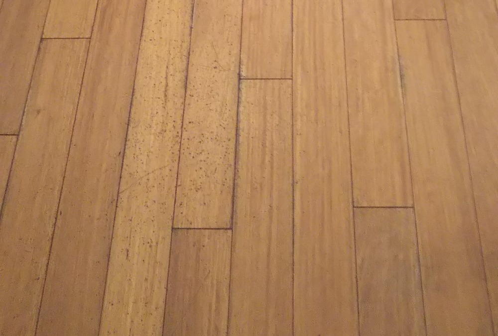 洗浄後の店舗床(木床)