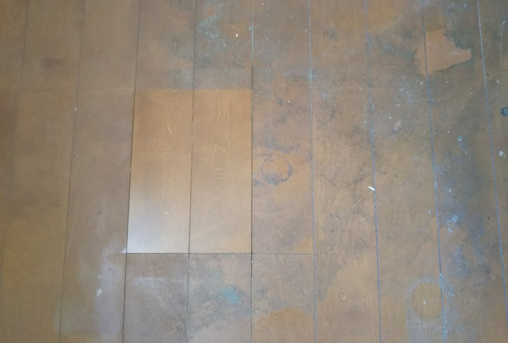 フローリング剥離の清掃前