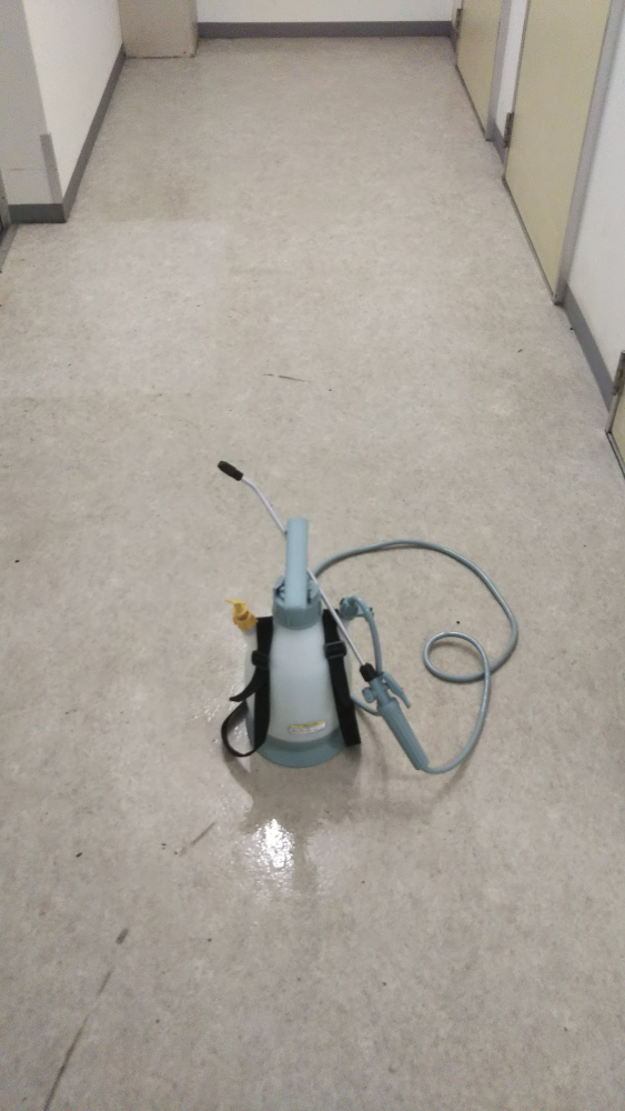 噴霧器で洗剤を薄く撒き「汚れを浮かして」