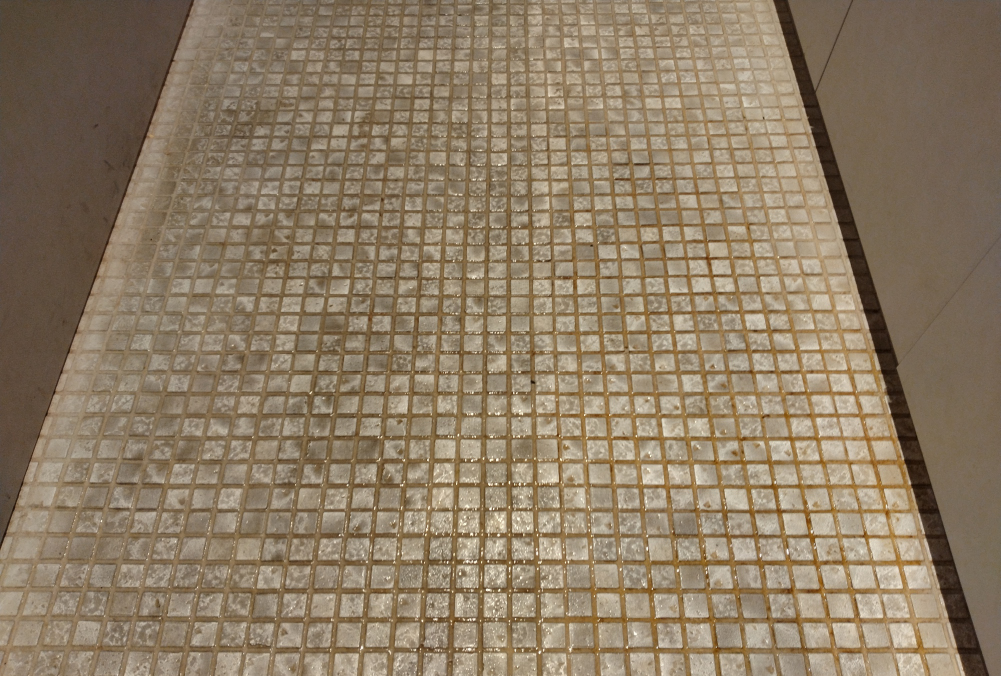 ビルでの石床洗浄「清掃前」